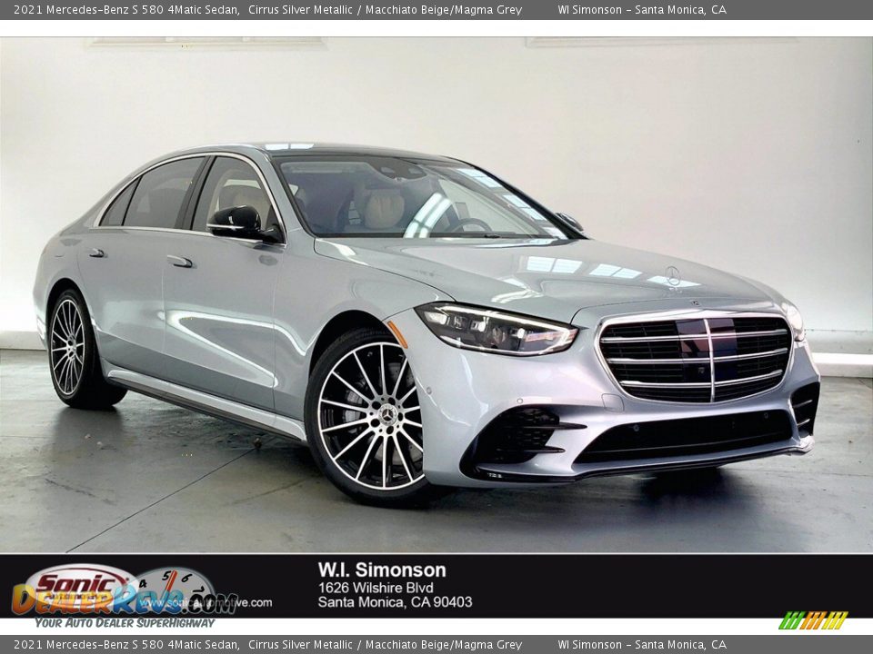 2021 Mercedes-Benz S 580 4Matic Sedan Cirrus Silver Metallic / Macchiato Beige/Magma Grey Photo #1