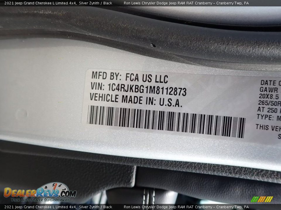 2021 Jeep Grand Cherokee L Limited 4x4 Silver Zynith / Black Photo #11