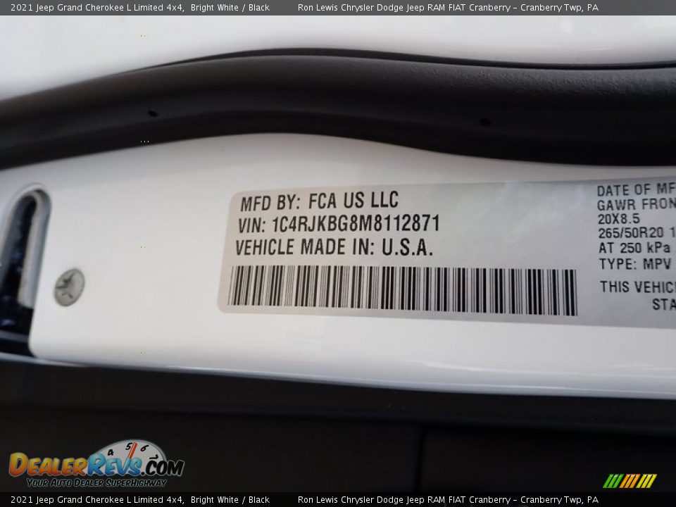 2021 Jeep Grand Cherokee L Limited 4x4 Bright White / Black Photo #10