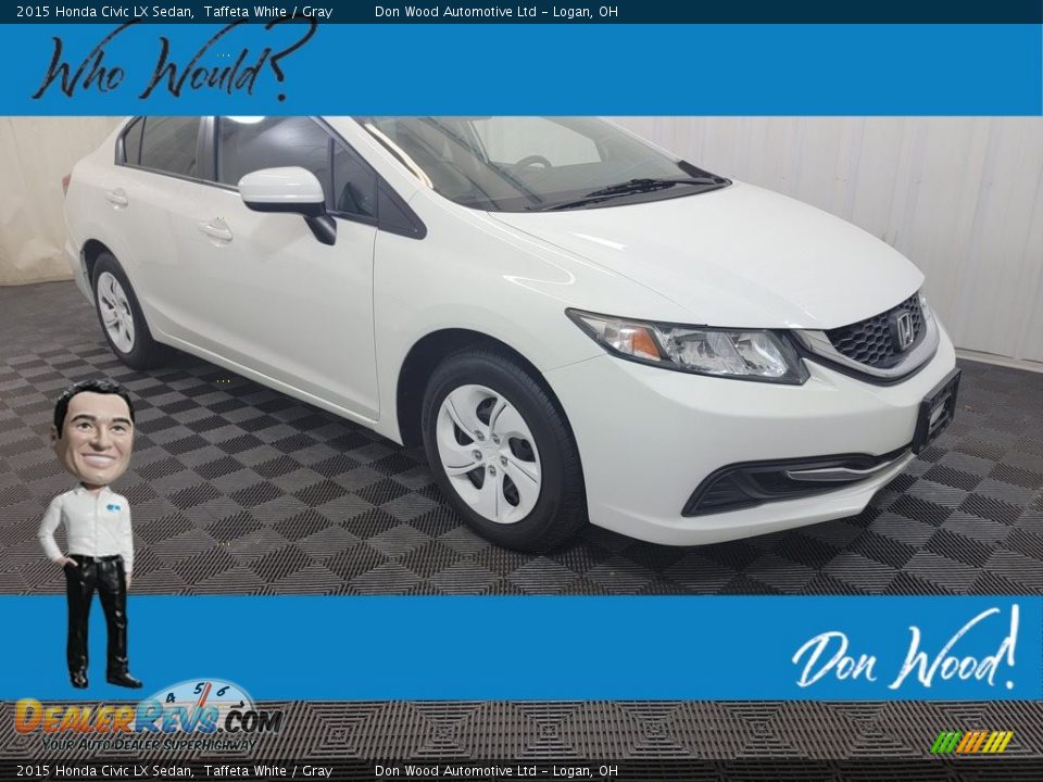 2015 Honda Civic LX Sedan Taffeta White / Gray Photo #1
