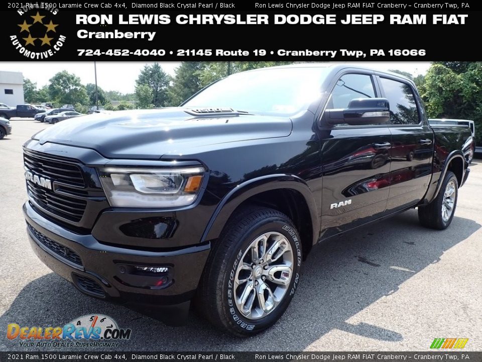 2021 Ram 1500 Laramie Crew Cab 4x4 Diamond Black Crystal Pearl / Black Photo #1