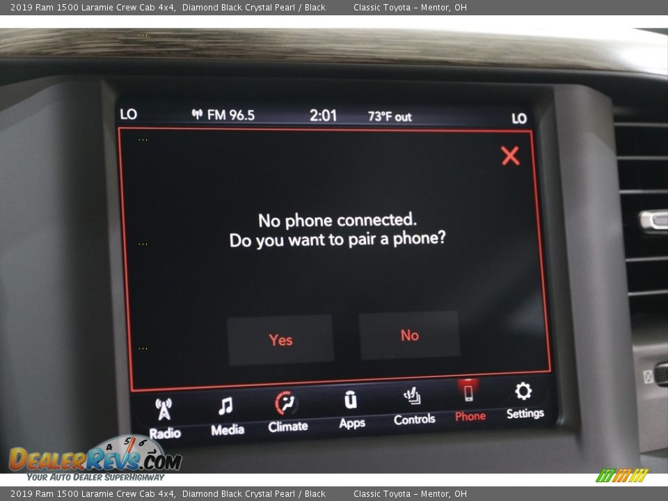 2019 Ram 1500 Laramie Crew Cab 4x4 Diamond Black Crystal Pearl / Black Photo #13