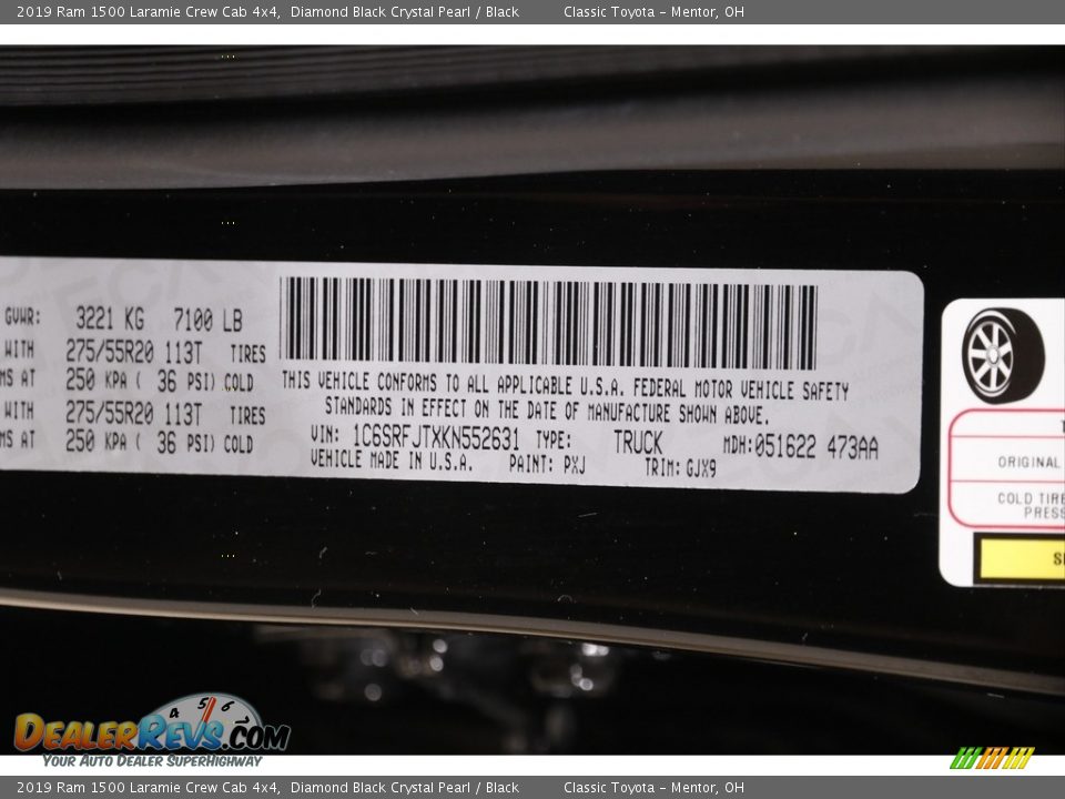 2019 Ram 1500 Laramie Crew Cab 4x4 Diamond Black Crystal Pearl / Black Photo #24