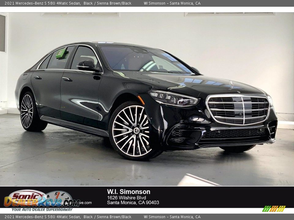 2021 Mercedes-Benz S 580 4Matic Sedan Black / Sienna Brown/Black Photo #1