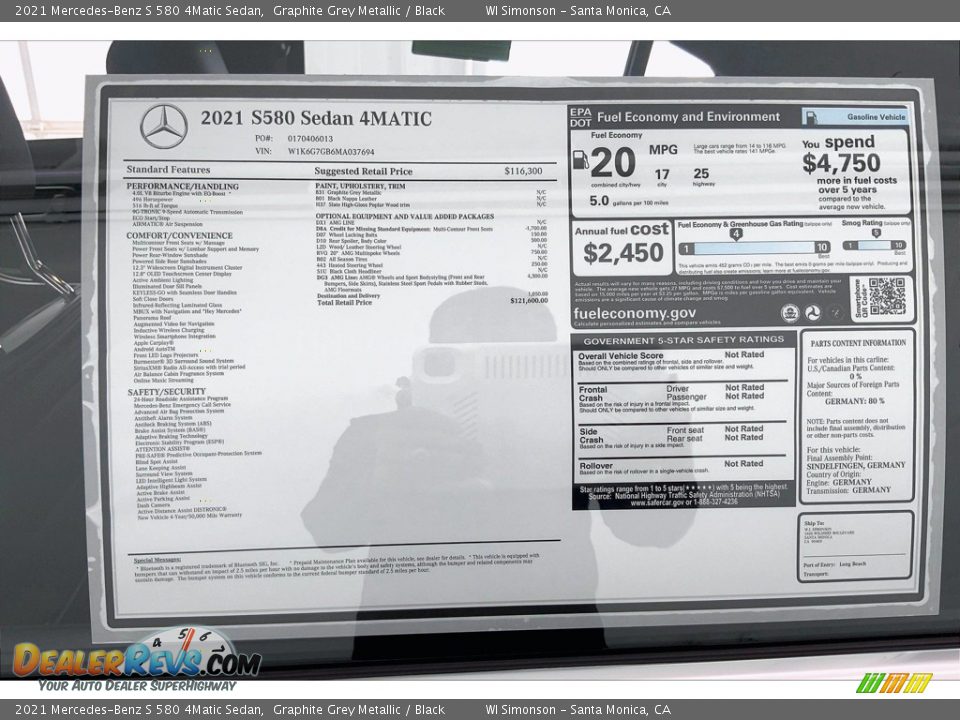 2021 Mercedes-Benz S 580 4Matic Sedan Graphite Grey Metallic / Black Photo #13