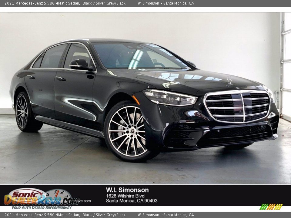 2021 Mercedes-Benz S 580 4Matic Sedan Black / Silver Grey/Black Photo #1