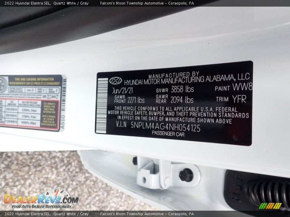 2022 Hyundai Elantra SEL Quartz White / Gray Photo #15