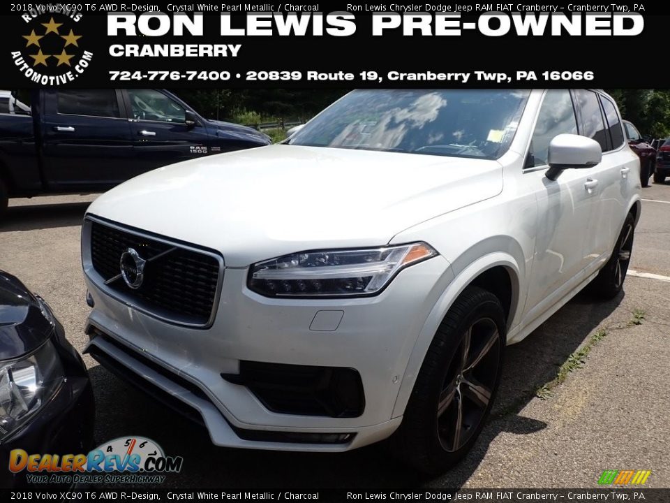 2018 Volvo XC90 T6 AWD R-Design Crystal White Pearl Metallic / Charcoal Photo #1