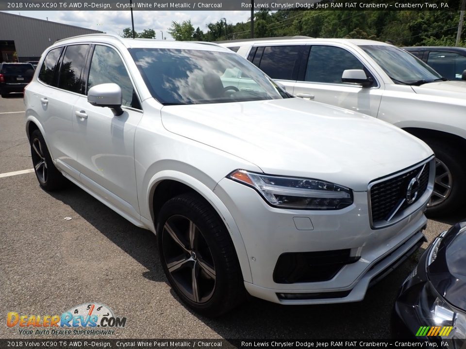 2018 Volvo XC90 T6 AWD R-Design Crystal White Pearl Metallic / Charcoal Photo #2