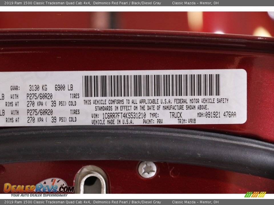 2019 Ram 1500 Classic Tradesman Quad Cab 4x4 Delmonico Red Pearl / Black/Diesel Gray Photo #19