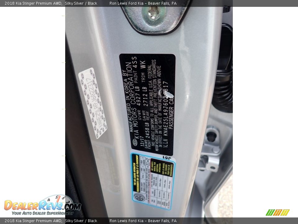 2018 Kia Stinger Premium AWD Silky Silver / Black Photo #17