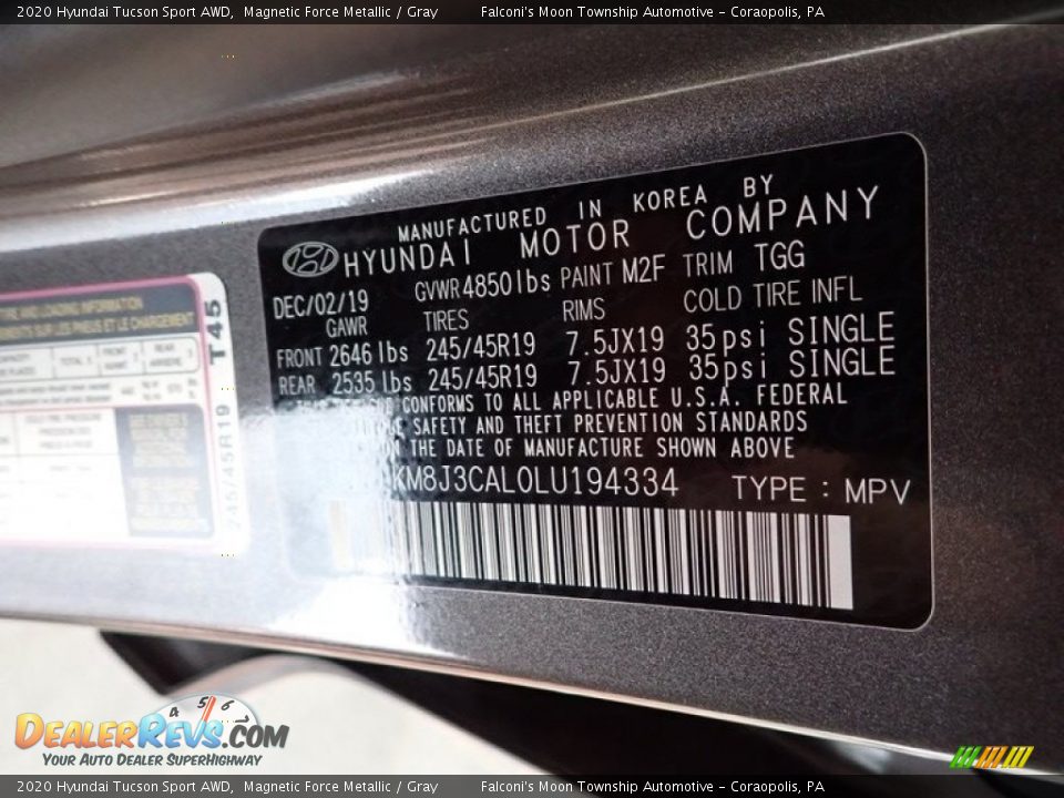 2020 Hyundai Tucson Sport AWD Magnetic Force Metallic / Gray Photo #27