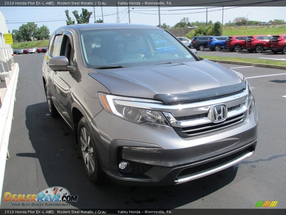 2019 Honda Pilot EX-L AWD Modern Steel Metallic / Gray Photo #7