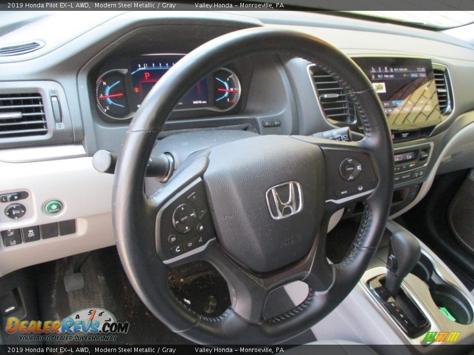 2019 Honda Pilot EX-L AWD Modern Steel Metallic / Gray Photo #14