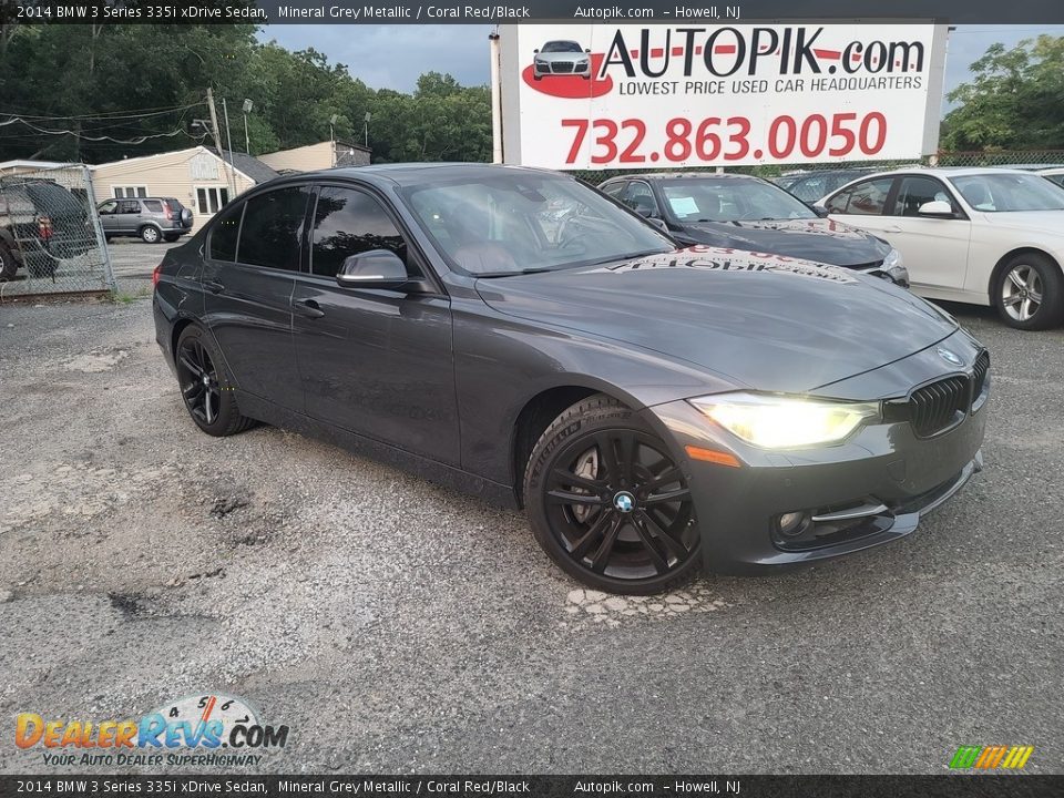 2014 BMW 3 Series 335i xDrive Sedan Mineral Grey Metallic / Coral Red/Black Photo #1