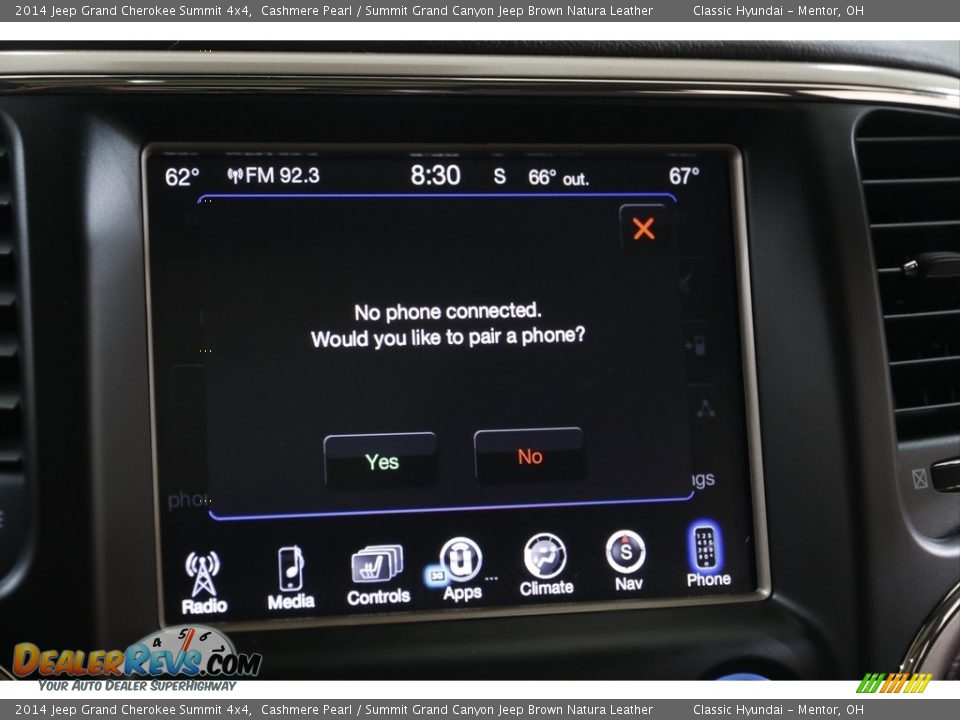 2014 Jeep Grand Cherokee Summit 4x4 Cashmere Pearl / Summit Grand Canyon Jeep Brown Natura Leather Photo #13