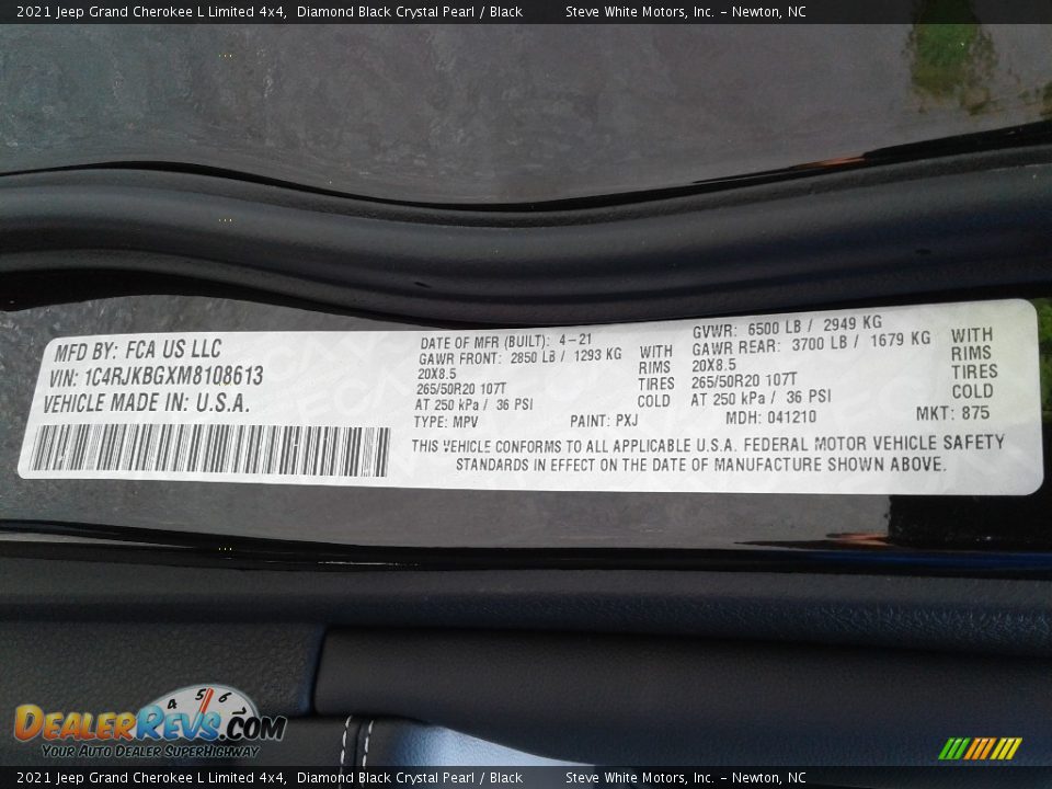 2021 Jeep Grand Cherokee L Limited 4x4 Diamond Black Crystal Pearl / Black Photo #29