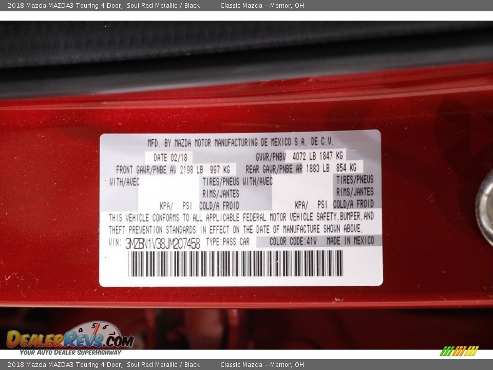 2018 Mazda MAZDA3 Touring 4 Door Soul Red Metallic / Black Photo #19