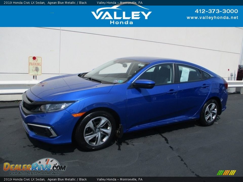 2019 Honda Civic LX Sedan Agean Blue Metallic / Black Photo #1