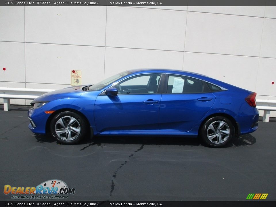 2019 Honda Civic LX Sedan Agean Blue Metallic / Black Photo #2