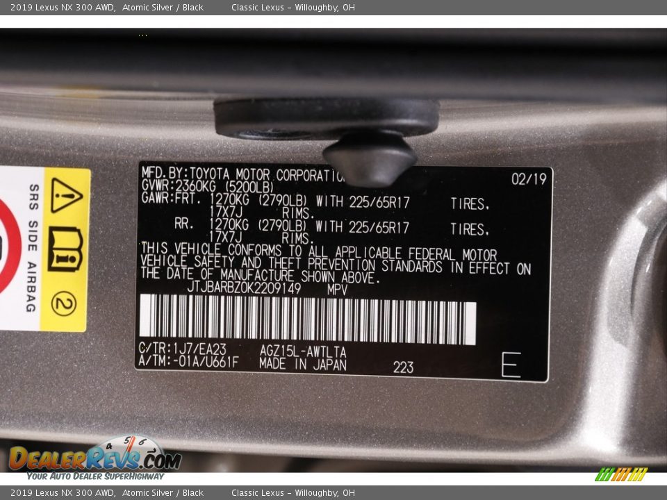 2019 Lexus NX 300 AWD Atomic Silver / Black Photo #20