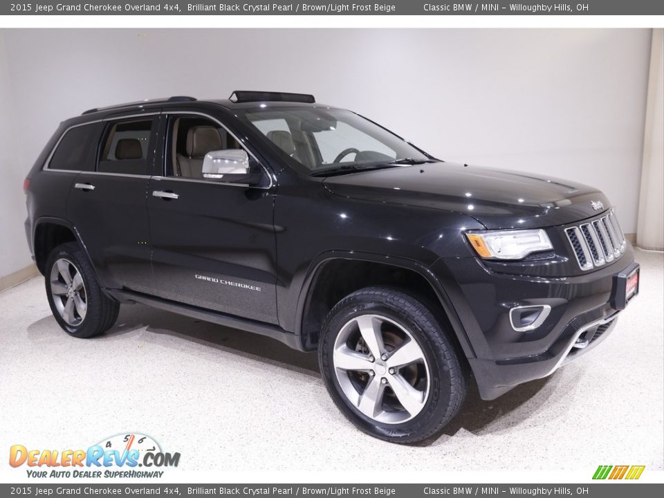 2015 Jeep Grand Cherokee Overland 4x4 Brilliant Black Crystal Pearl / Brown/Light Frost Beige Photo #1