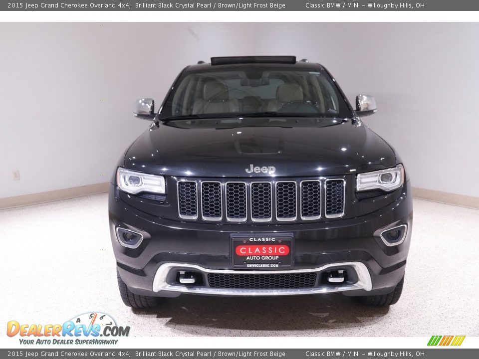 2015 Jeep Grand Cherokee Overland 4x4 Brilliant Black Crystal Pearl / Brown/Light Frost Beige Photo #2