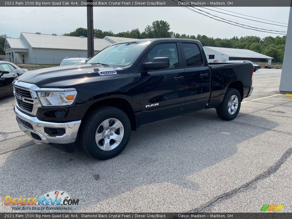 2021 Ram 1500 Big Horn Quad Cab 4x4 Diamond Black Crystal Pearl / Diesel Gray/Black Photo #10