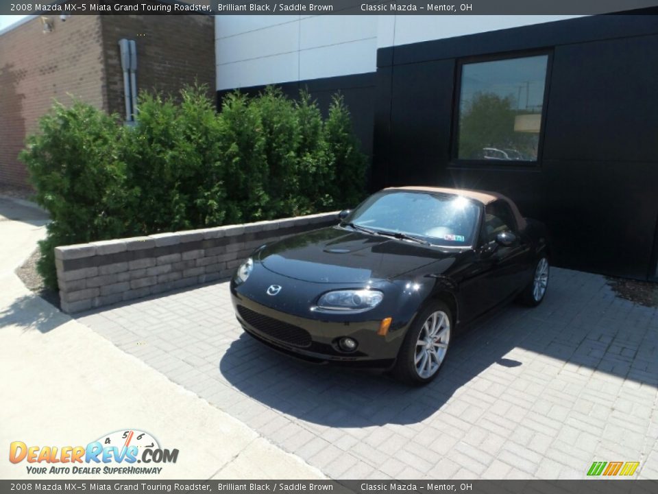 2008 Mazda MX-5 Miata Grand Touring Roadster Brilliant Black / Saddle Brown Photo #1