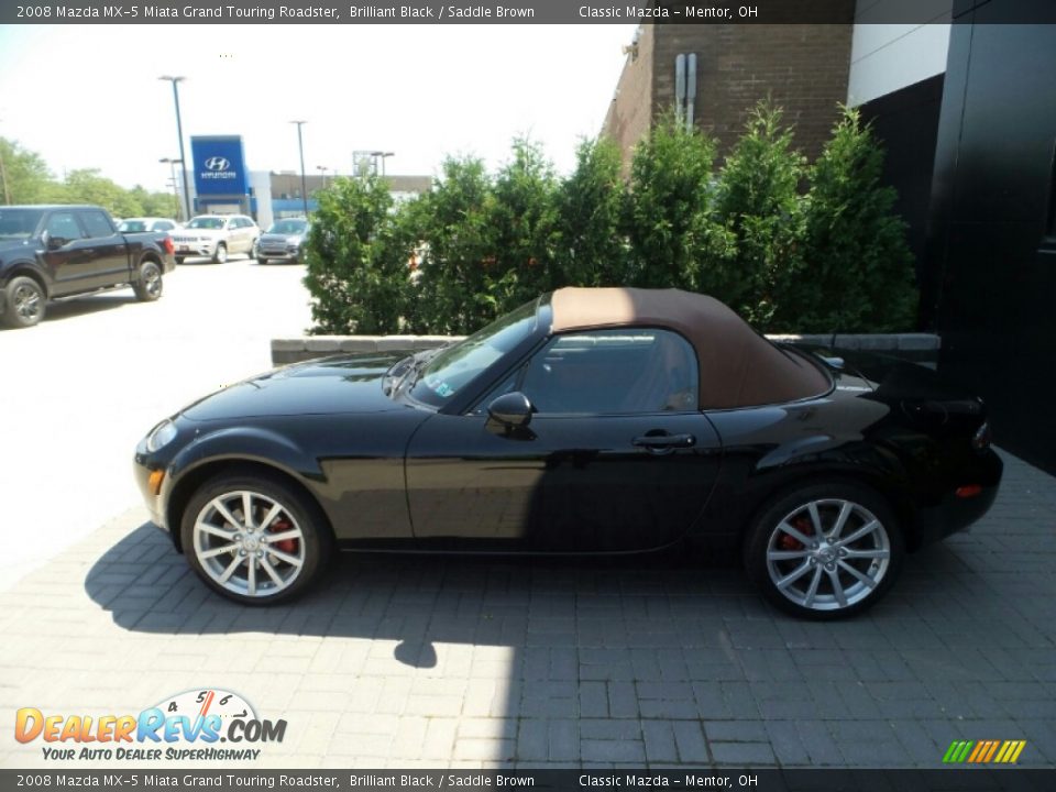 2008 Mazda MX-5 Miata Grand Touring Roadster Brilliant Black / Saddle Brown Photo #2