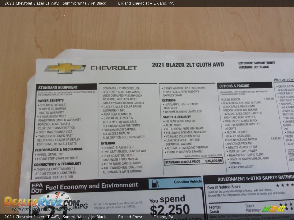 2021 Chevrolet Blazer LT AWD Summit White / Jet Black Photo #34