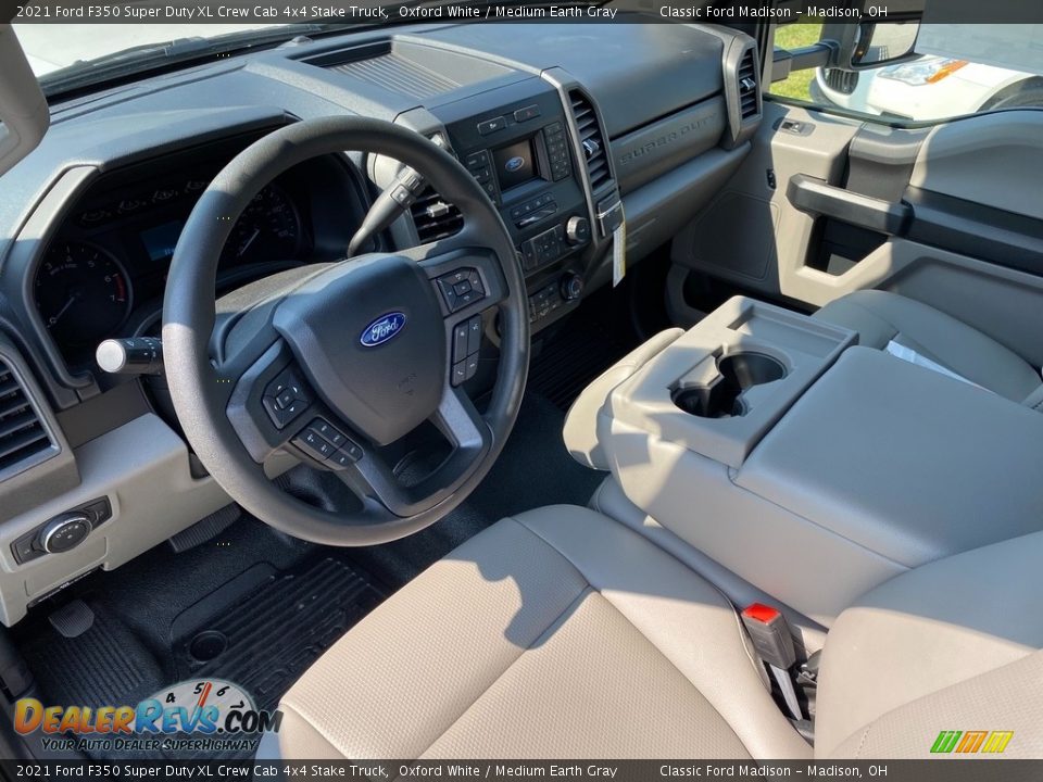 Medium Earth Gray Interior - 2021 Ford F350 Super Duty XL Crew Cab 4x4 Stake Truck Photo #13