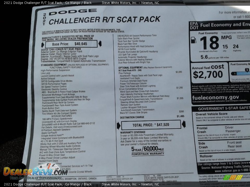 2021 Dodge Challenger R/T Scat Pack Go Mango / Black Photo #26