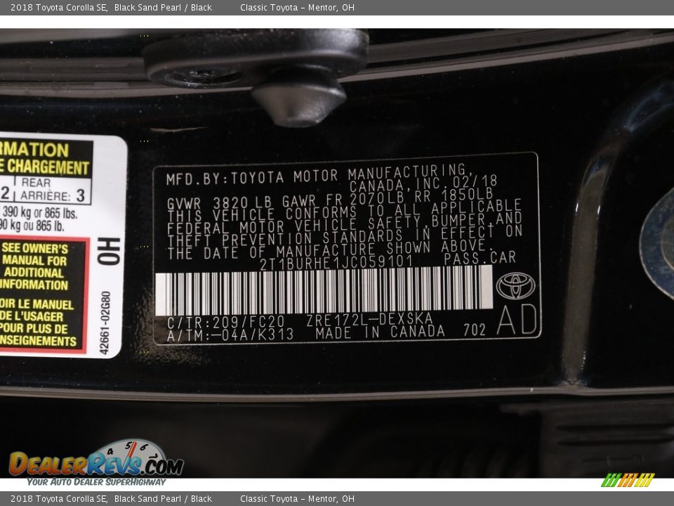 2018 Toyota Corolla SE Black Sand Pearl / Black Photo #19