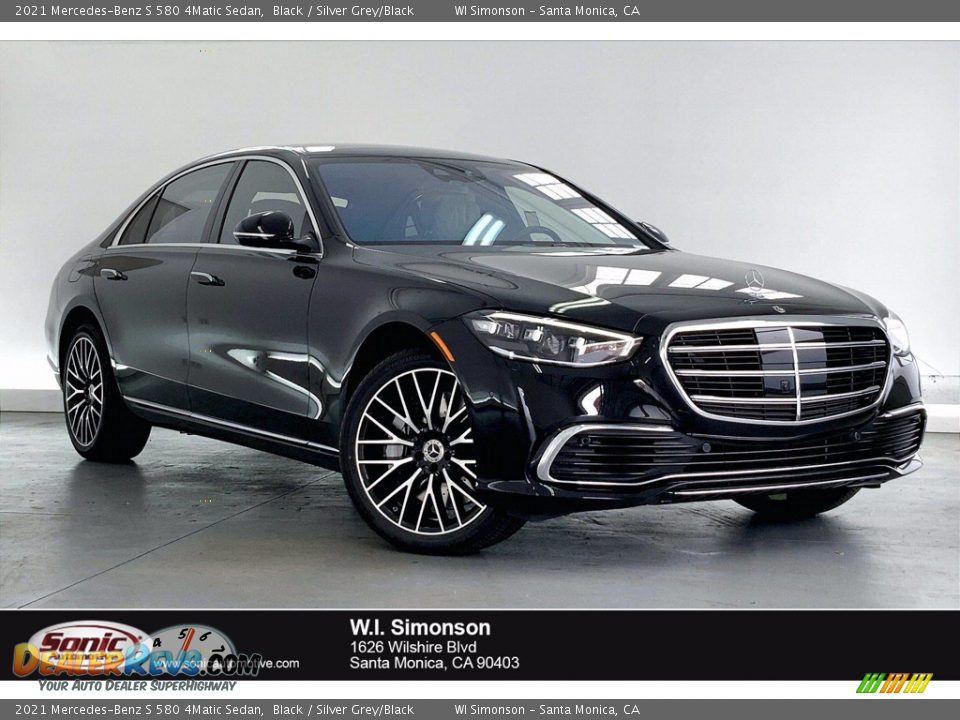 2021 Mercedes-Benz S 580 4Matic Sedan Black / Silver Grey/Black Photo #1