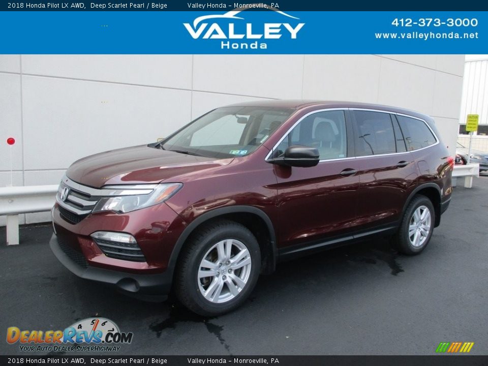 2018 Honda Pilot LX AWD Deep Scarlet Pearl / Beige Photo #1