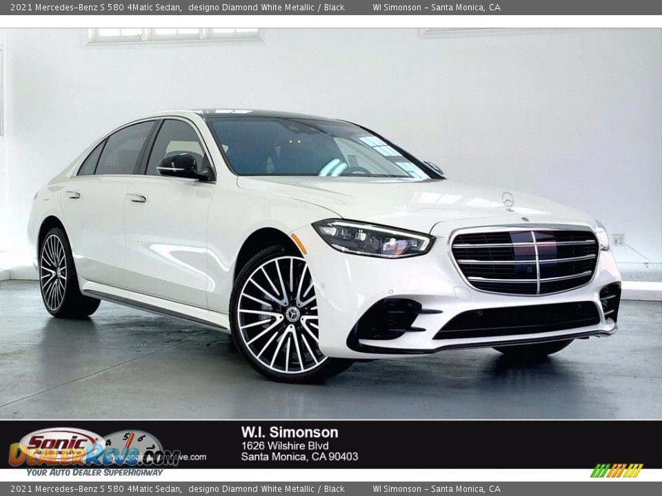 2021 Mercedes-Benz S 580 4Matic Sedan designo Diamond White Metallic / Black Photo #1