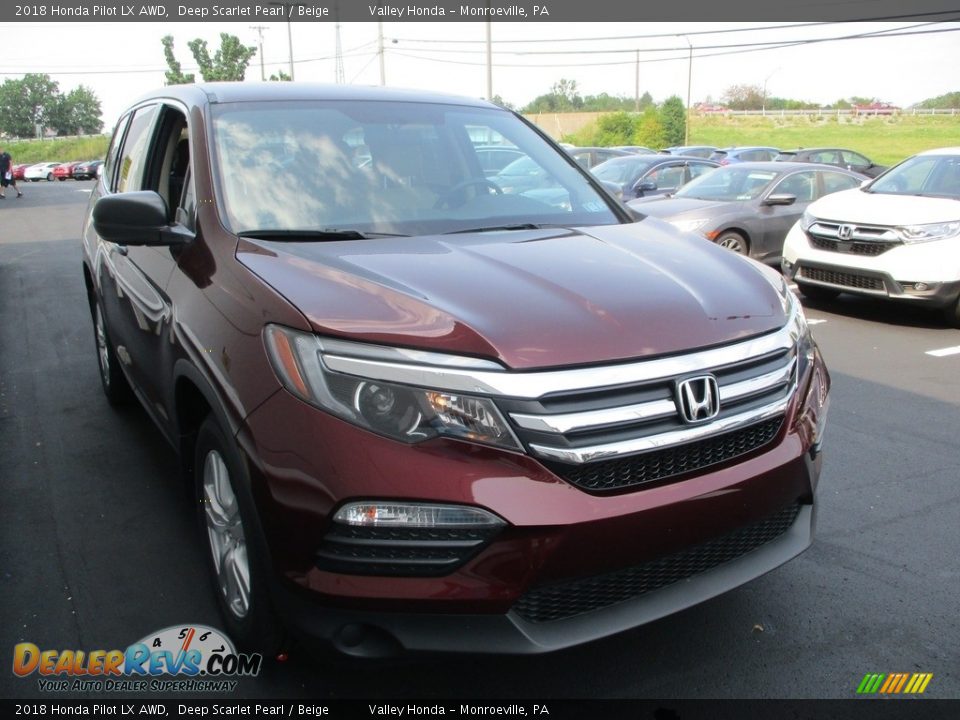 2018 Honda Pilot LX AWD Deep Scarlet Pearl / Beige Photo #8