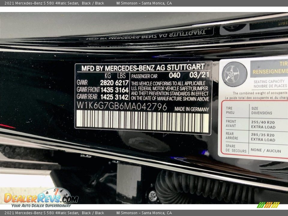 2021 Mercedes-Benz S 580 4Matic Sedan Black / Black Photo #11