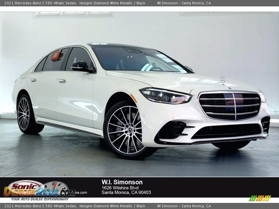 2021 Mercedes-Benz S 580 4Matic Sedan designo Diamond White Metallic / Black Photo #1