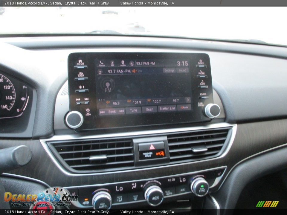 2018 Honda Accord EX-L Sedan Crystal Black Pearl / Gray Photo #15