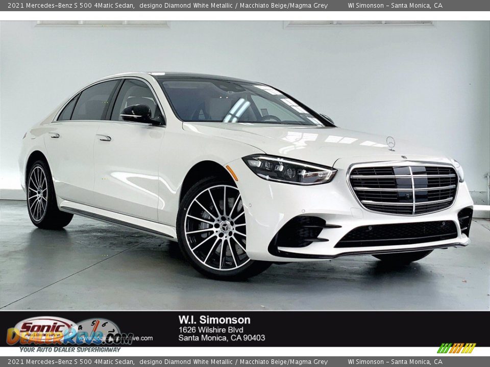 2021 Mercedes-Benz S 500 4Matic Sedan designo Diamond White Metallic / Macchiato Beige/Magma Grey Photo #1