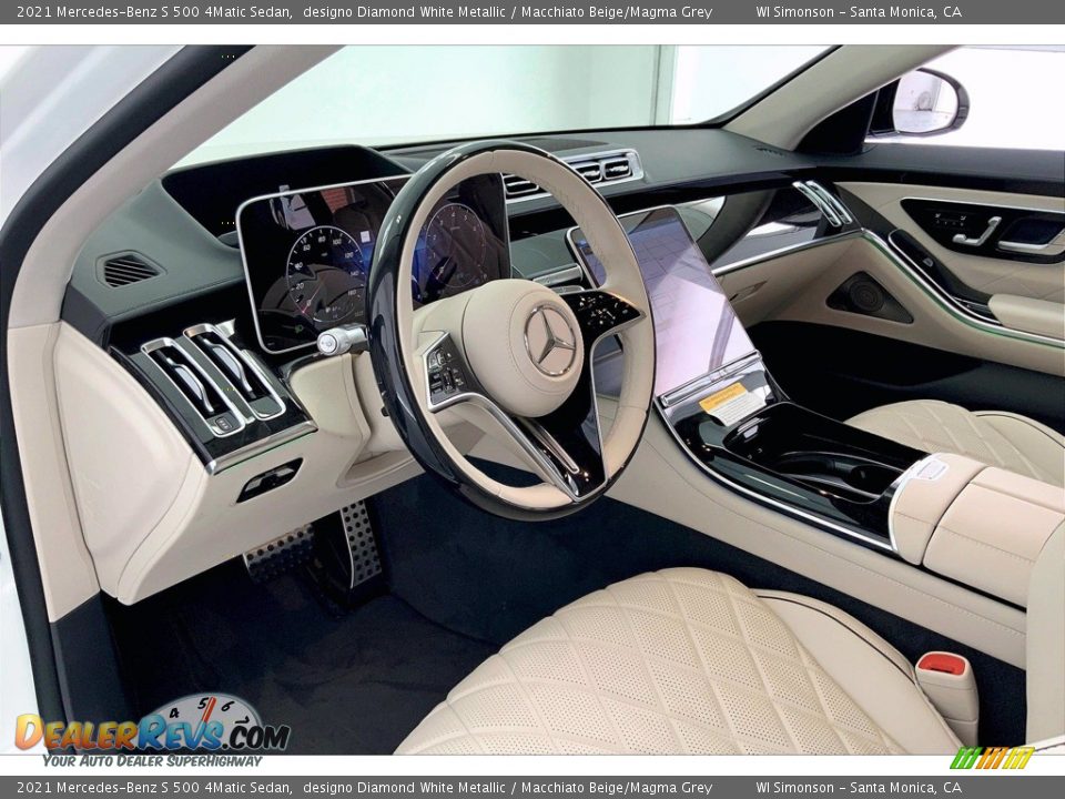 2021 Mercedes-Benz S 500 4Matic Sedan designo Diamond White Metallic / Macchiato Beige/Magma Grey Photo #4