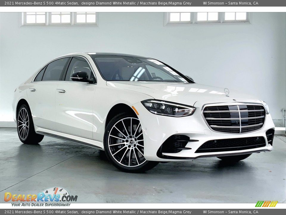 2021 Mercedes-Benz S 500 4Matic Sedan designo Diamond White Metallic / Macchiato Beige/Magma Grey Photo #12