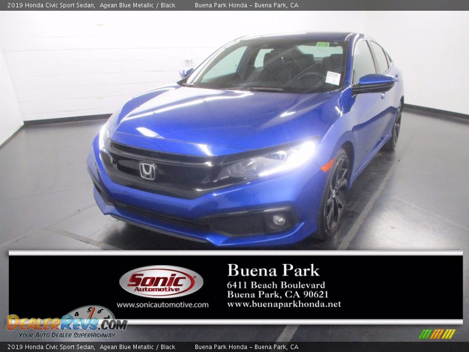 2019 Honda Civic Sport Sedan Agean Blue Metallic / Black Photo #1