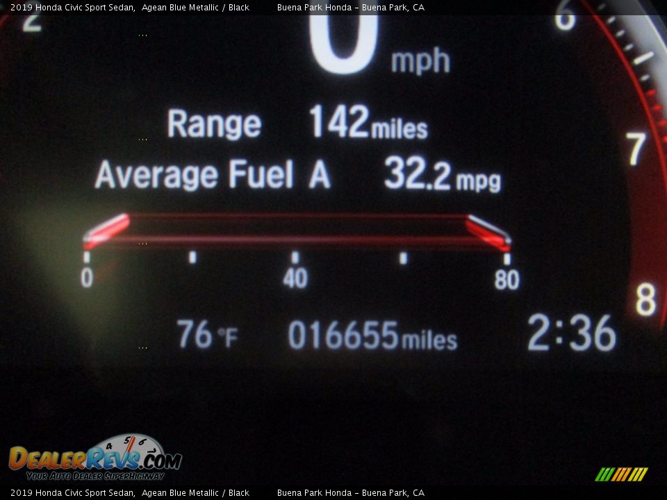 2019 Honda Civic Sport Sedan Agean Blue Metallic / Black Photo #21