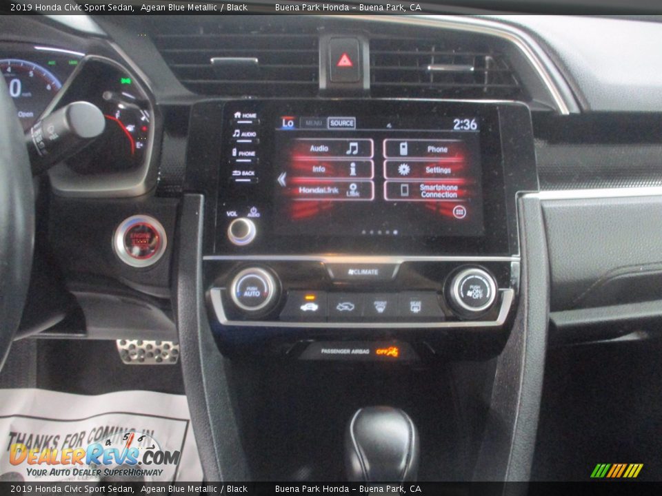 2019 Honda Civic Sport Sedan Agean Blue Metallic / Black Photo #22