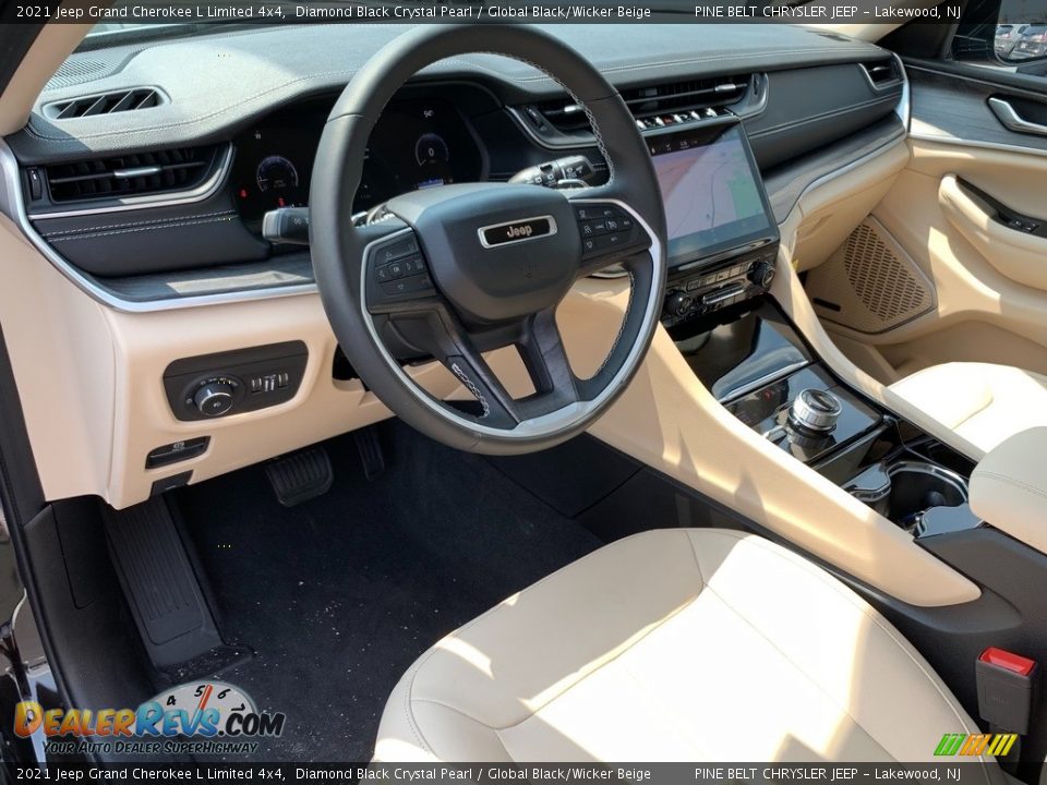 2021 Jeep Grand Cherokee L Limited 4x4 Diamond Black Crystal Pearl / Global Black/Wicker Beige Photo #9