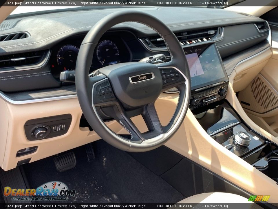 2021 Jeep Grand Cherokee L Limited 4x4 Bright White / Global Black/Wicker Beige Photo #9