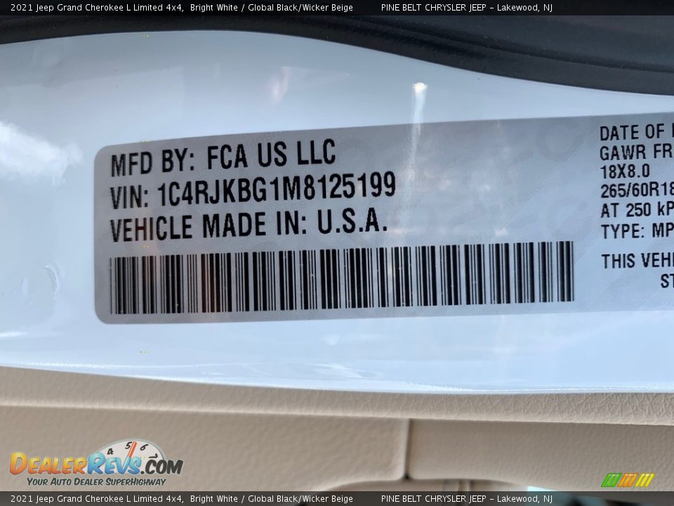 2021 Jeep Grand Cherokee L Limited 4x4 Bright White / Global Black/Wicker Beige Photo #10